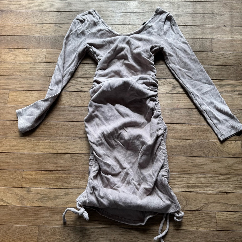 Grey long sleeve ruched dress size M